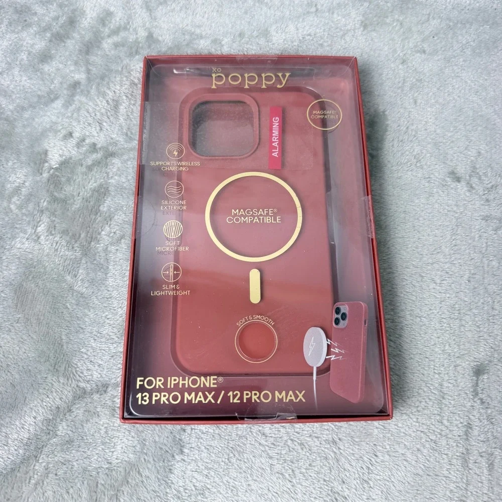 XO Poppy Silicone Phone Case Unisex iPhone 13/12 Pro Max Red MagSafe Alarming